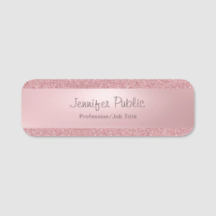 Porte-nom Rose Gold Parties scintillant Freehand Script Name