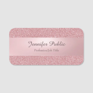 Porte-nom Rose Gold Parties scintillant Look Texte manuscrit