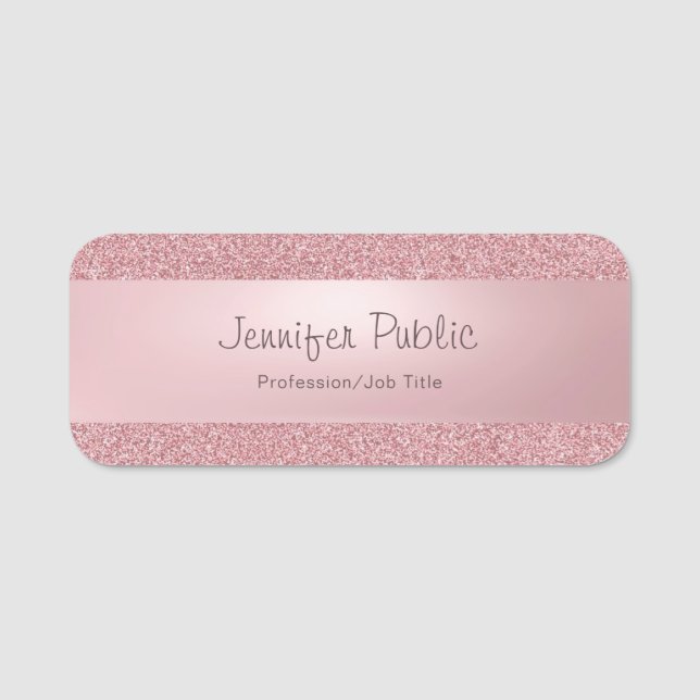 Porte-nom Rose Gold Parties scintillant Modern Calligraphes  (Devant)