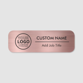 Porte-nom Rose Gold Style métallique Logo d'entreprise Emplo