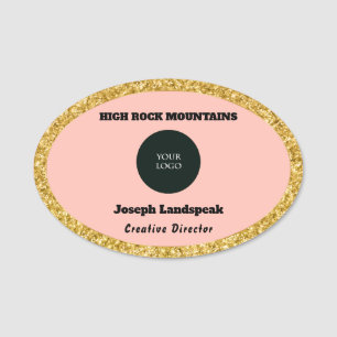 Porte-nom Rose rose & Nom de l'employé & Logo