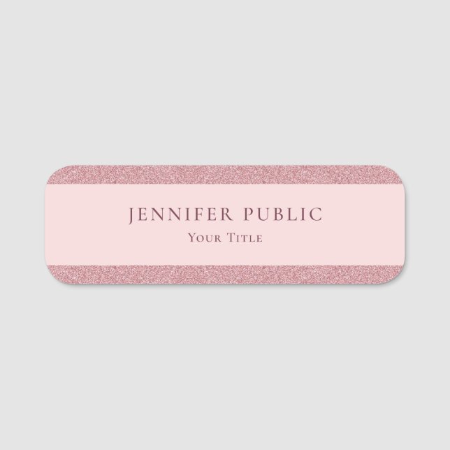 Porte-nom Rose tendance Gold Parties scintillant Professiona (Devant)
