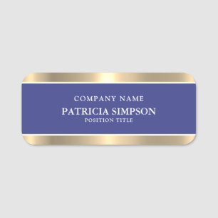 Porte-nom Royal Blue & Gold Elegance : Professionnel de conf
