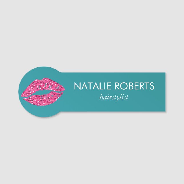 Porte-nom Salon de beauté turquoise Green Lips (Devant)