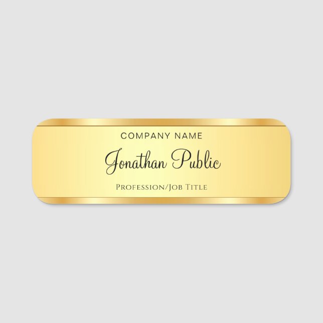 Porte-nom Script de calligraphie Texte Moderne Modèle Gold L (Devant)