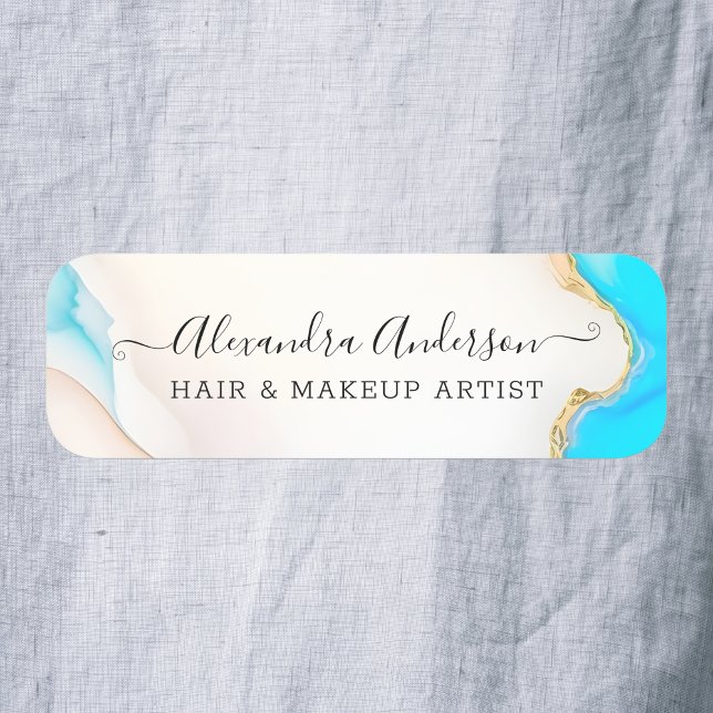 Porte-nom Script holographique en marbre d'Agate de luxe (Luxury Agate Marble Holographic Script Name Tag)