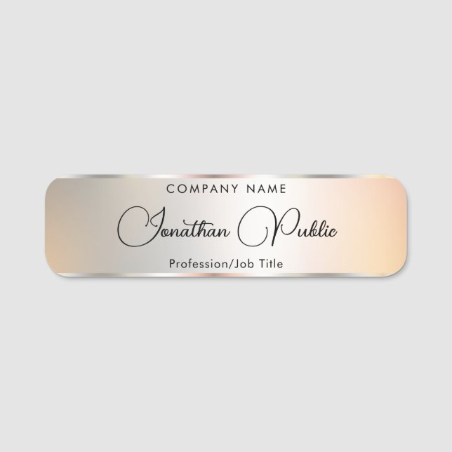 Porte-nom Script manuscrit branché Modèle argent Faux (Devant)