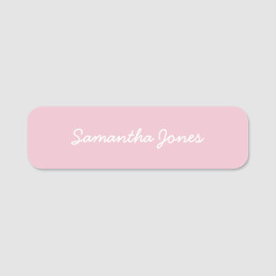 Porte-nom Script moderne minimaliste Élégant rose simple
