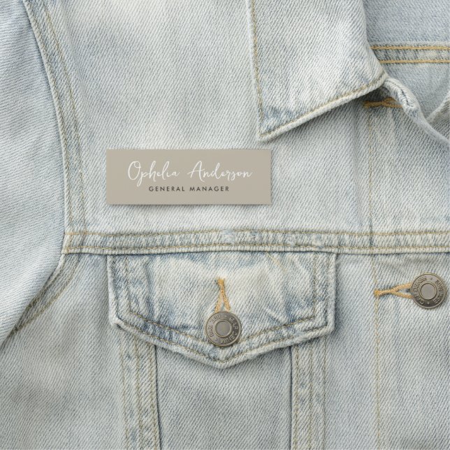 Porte-nom Script naturel minimal moderne boho QRcode (En situation)