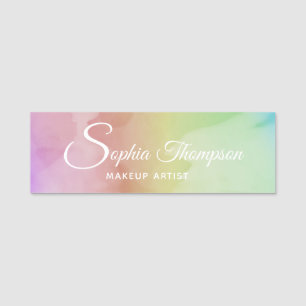 Porte-nom Script Watercolor moderne Rainbow Pastel
