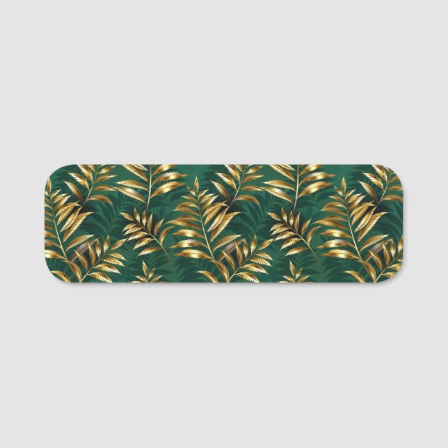Porte-nom Seamless pattern with golden ferns (Devant)
