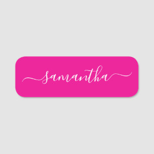 Porte-nom Signature Féminin Rose Chaud et Blanc
