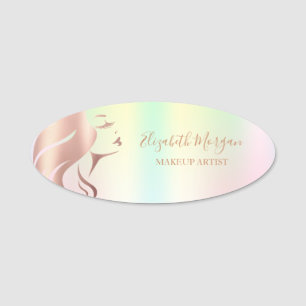 Porte-nom Silhouette de visage de fille, maquilleuse hologra