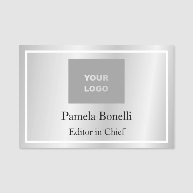 Porte-nom Silver Grey Professionnel Unique Classique Simple (Devant)