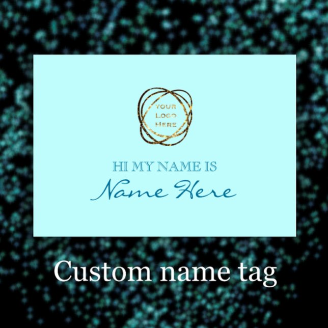 Porte-nom Simple Elegant Aqua Ajouter un logo d'entreprise (Add your logo and name to this aqua turquoise elegant name tag
)
