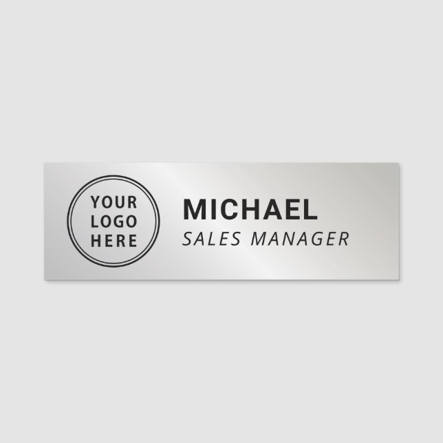 Porte-nom Simple Logo Argent (Devant)