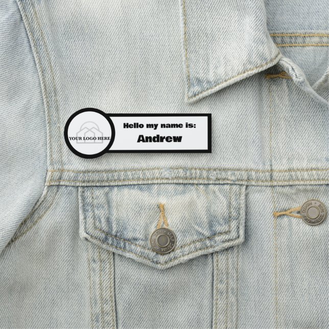 Porte-nom Simple Your Logo Here Hello Mon nom est Business (En situation)