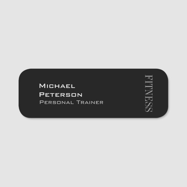 Porte-nom Sport Fitness Gris Noir tendance (Devant)