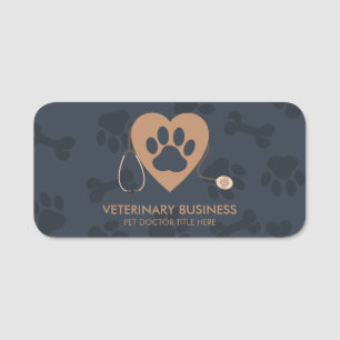 Porte-nom Stéthoscope Cardiaque pour Animaux Médecin Vétérin