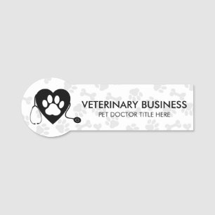 Porte-nom Stéthoscope Paw Heart vétérinaire pour animaux noi