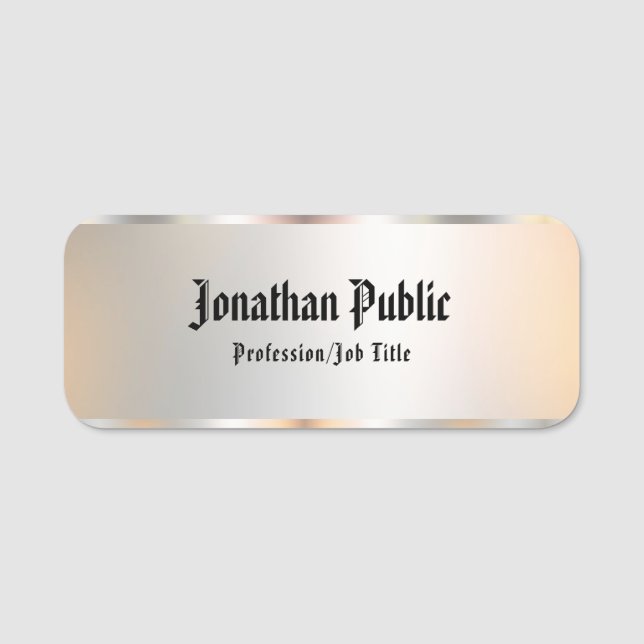 Porte-nom Style ancien Calligraphié Script Texte Look Argent (Devant)