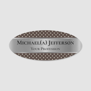 Porte-nom Style mode Brown foncé Pointe Polka & Silver de lu