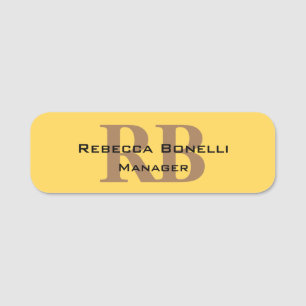 Porte-nom Style tendance Monogramme minimaliste Jaune clair
