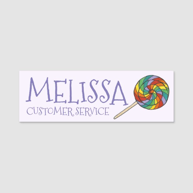 Porte-nom Sucré Rainbow Lollipop Lolly Candy Store (Devant)