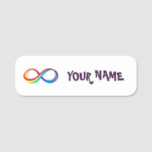 Porte-nom Symbole d'infinité arc-en-ciel stratifié