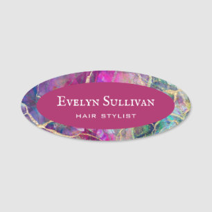 Porte-nom Tag Fuchsia Aquamarine Opal Design