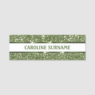 Porte-nom Texture de paillettes vertes fausses avec nom pers