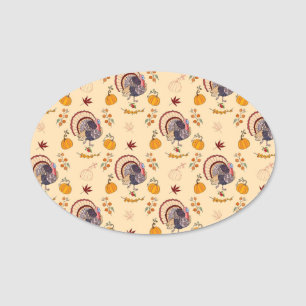 Porte-nom Thanksgiving Turquie Citrouille Automne Motif