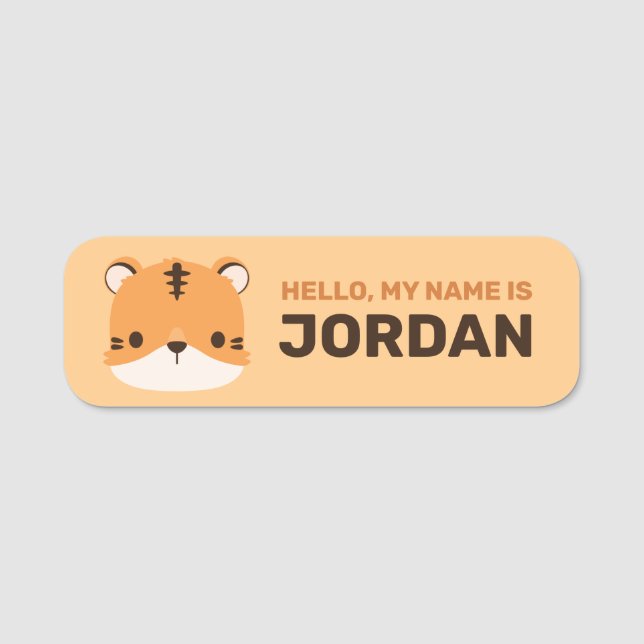 Porte-nom Tigre mignon avec nom personnalisé (Devant)