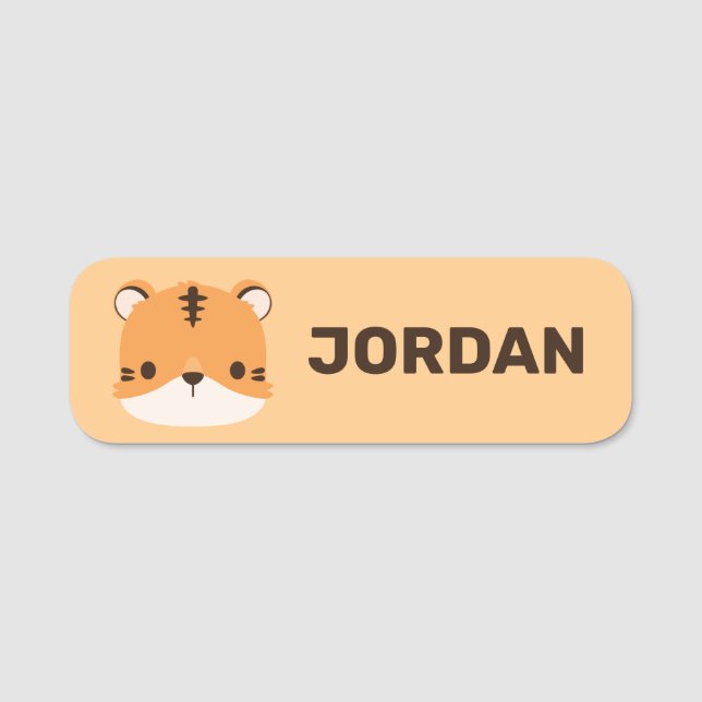 Porte-nom Tigre mignon avec nom personnalisé (Devant)