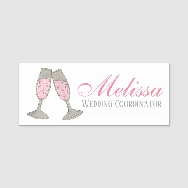 Porte-nom Toast Wedding planner de Champagne Rose (Devant)