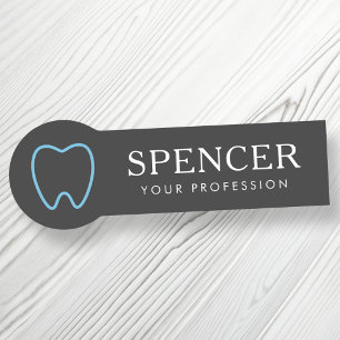 Porte-nom Tooth contour gris foncé dentiste clinique dentair