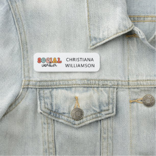 Porte-nom Travailleur social rétro personnalisé