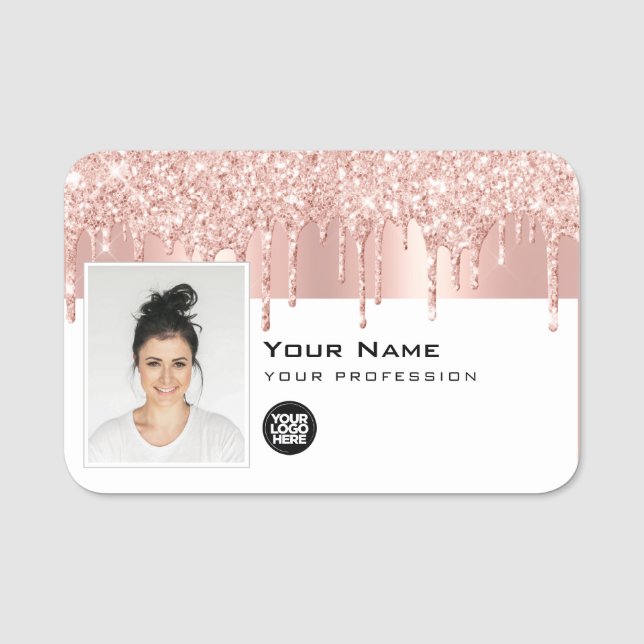 Porte-nom Trendy Glam Employee Photo, Logo (Devant)