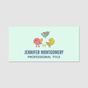 Porte-nom Trio d'oiseaux Whimsical colorés et mignons