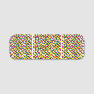 Porte-nom un arrière - plan multicolore avec des carrés et d