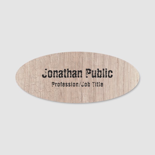 Porte-nom Un Modèle personnalisé en bois semble déprimé (Devant)