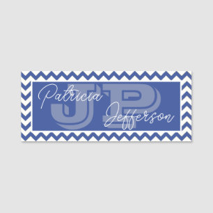 Porte-nom Unique professionnel Cerulean bleu Chevron Monogra