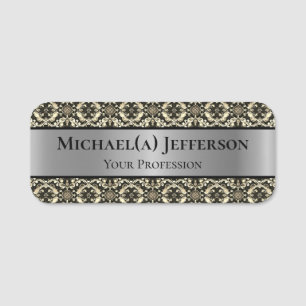 Porte-nom Unique Silver Baroque Pattern Stylish Luxury Style