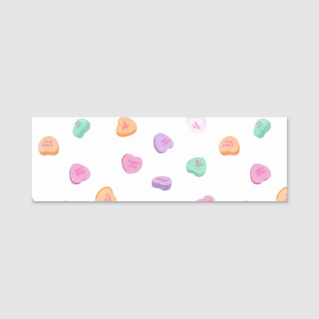 Porte-nom Valentines Day Candy Hearts Motif (Devant)
