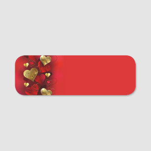 Porte-nom Valentines dorées et rouges