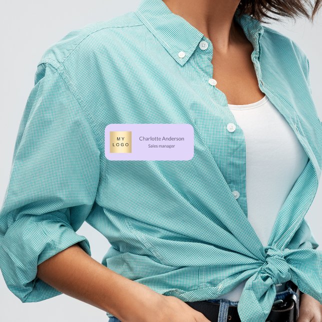 Porte-nom Violet lavande logo entreprise employé élégant (Créateur téléchargé)
