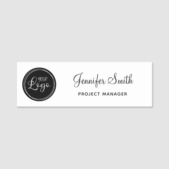 Porte-nom Votre logo d'entreprise sur Black Circle (Devant)