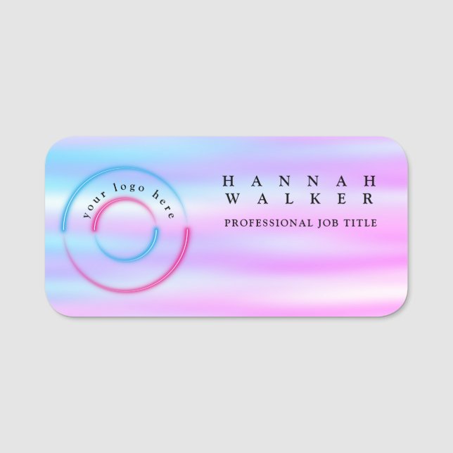Porte-nom votre logo ici, couleur holographique (Devant)