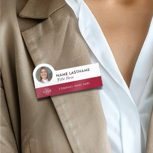 Porte-nom Votre logo photo Titre Elegant Burgundy Blanc