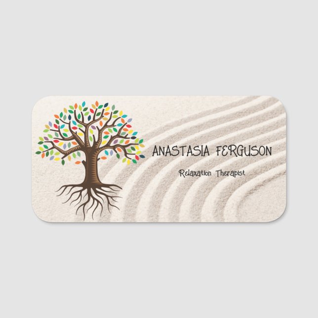 Porte-nom Yoga Relaxation Arbre de Vie Simple Logo (Devant)